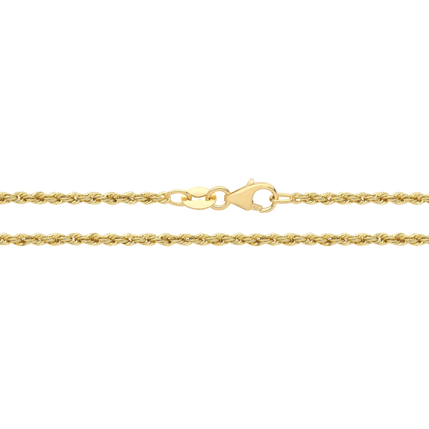 9CT YELLOW GOLD FINE SOLID ROPE CHAIN