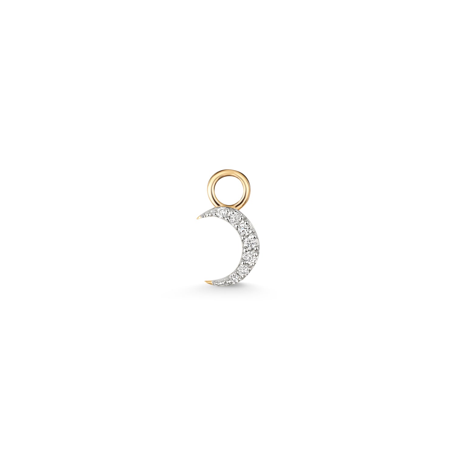 DIAMOND MOON EARRING CHARM IN 9CT GOLD