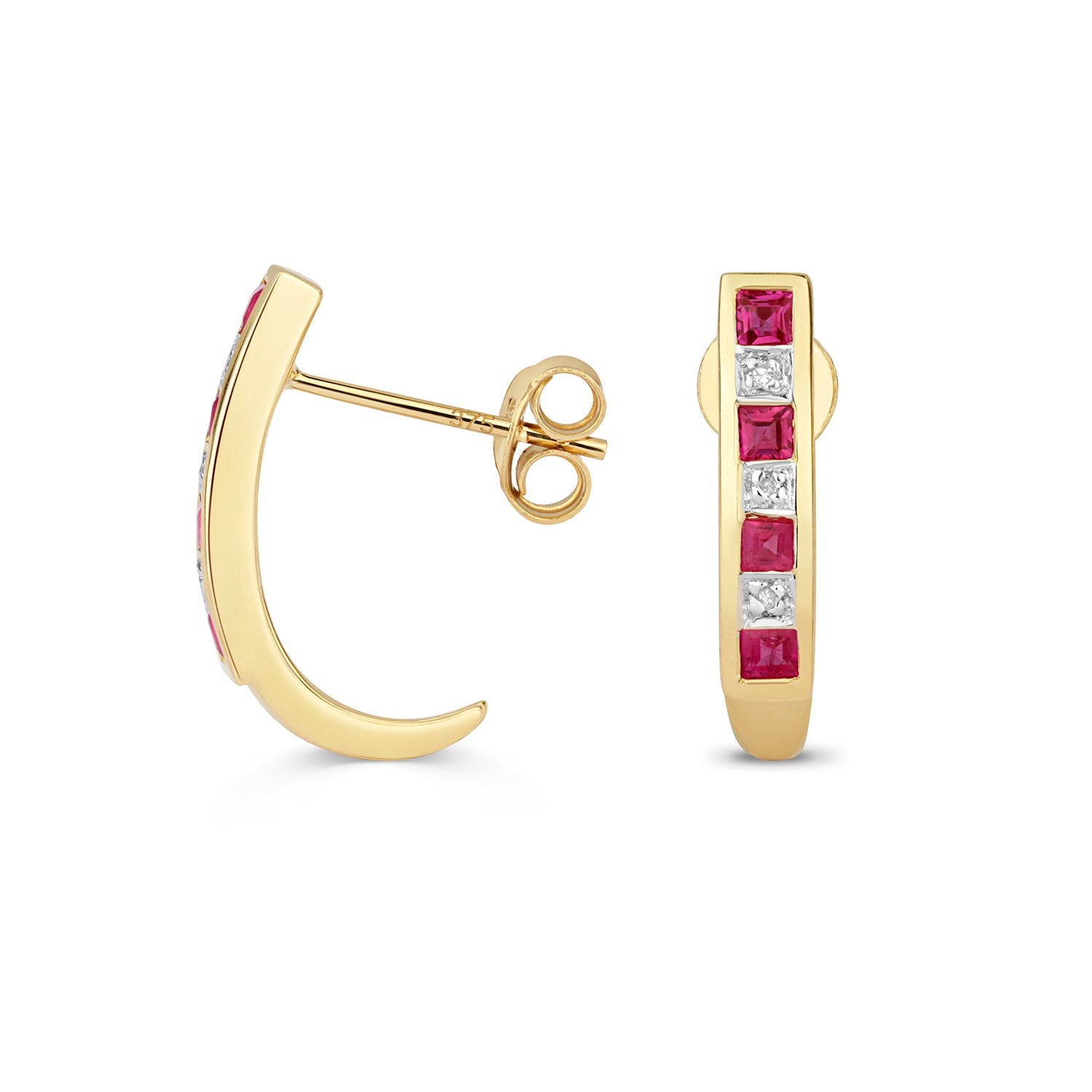 DIAMOND & RUBY EARRINGS IN 9CT GOLD