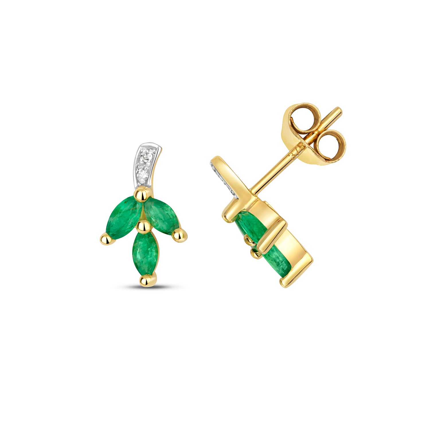 DIAMOND & EMERALD STUDS IN 9CT GOLD