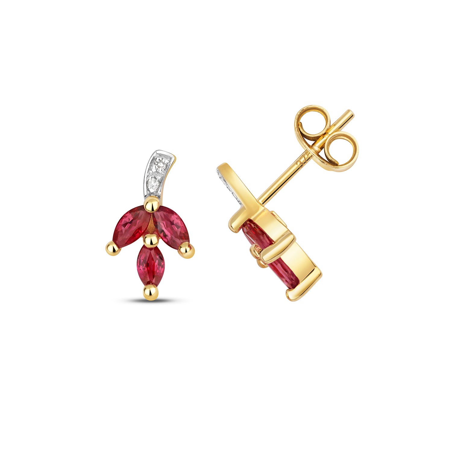 DIAMOND & RUBY STUDS IN 9CT GOLD