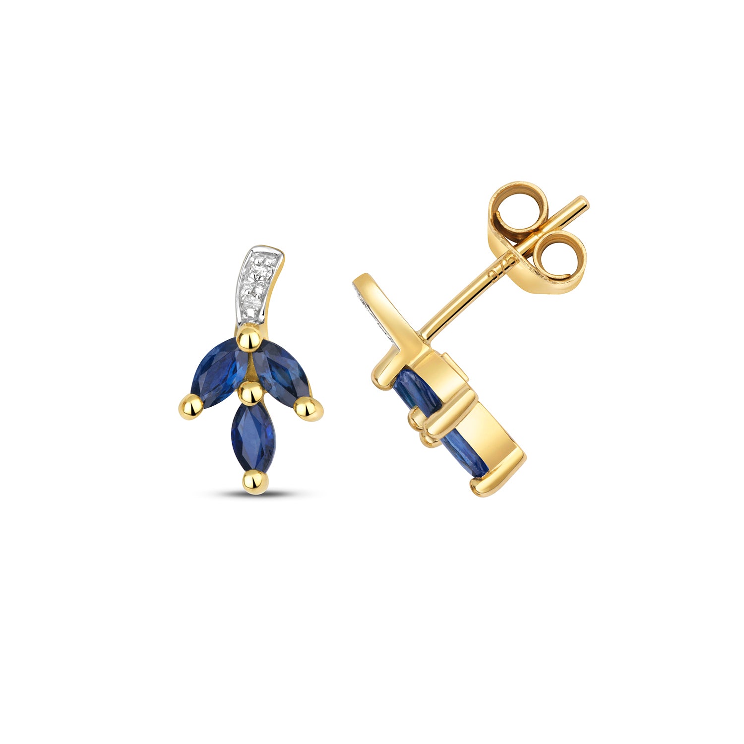 DIAMOND & SAPPHIRE STUDS IN 9CT GOLD