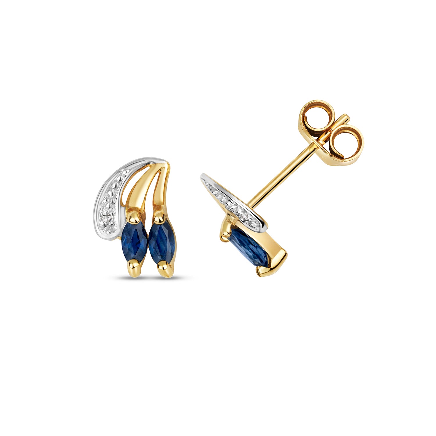 DIAMOND & SAPPHIRE STUDS IN 9CT GOLD