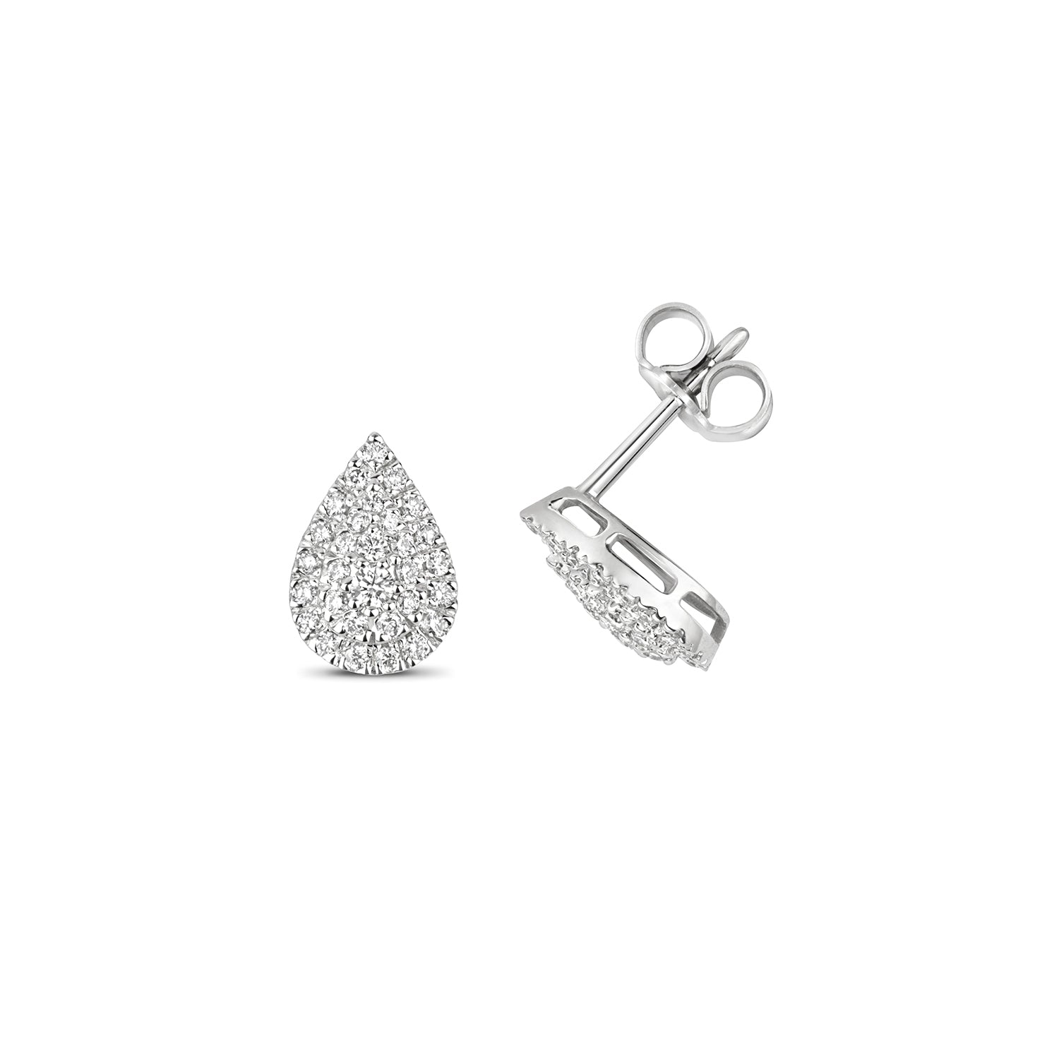 DIAMOND PEAR SHAPE CLUSTER STUDS IN 9CT WHITE GOLD