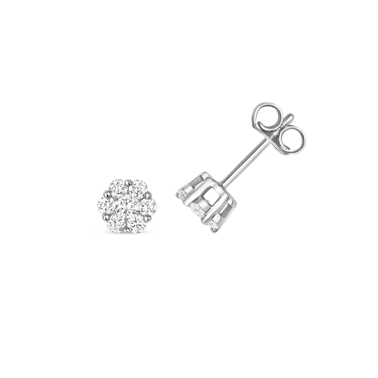 DIAMOND CLUSTER STUDS IN 9CT WHITE GOLD