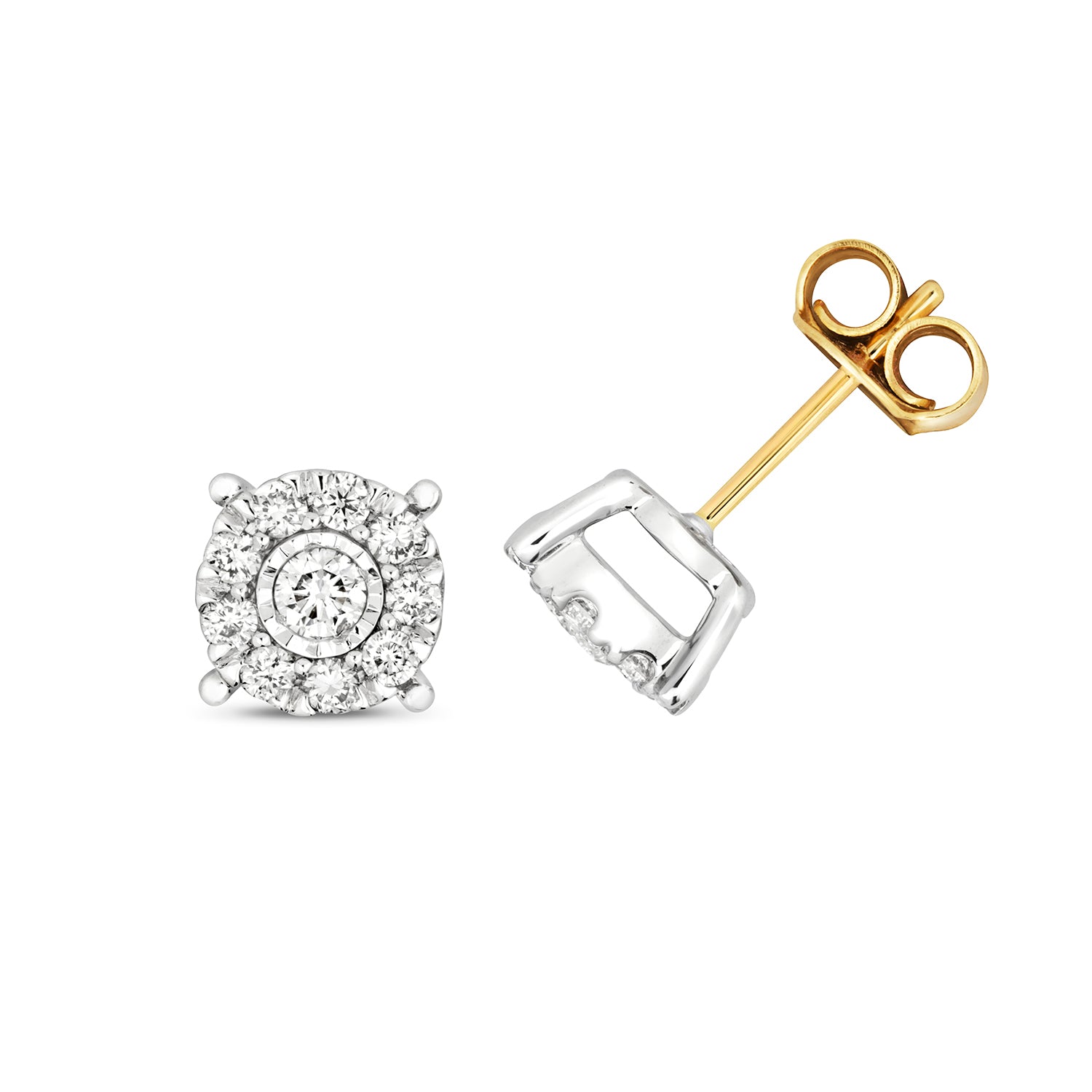 DIAMOND BRILLIANT ILLUSION STUDS IN 9CT GOLD