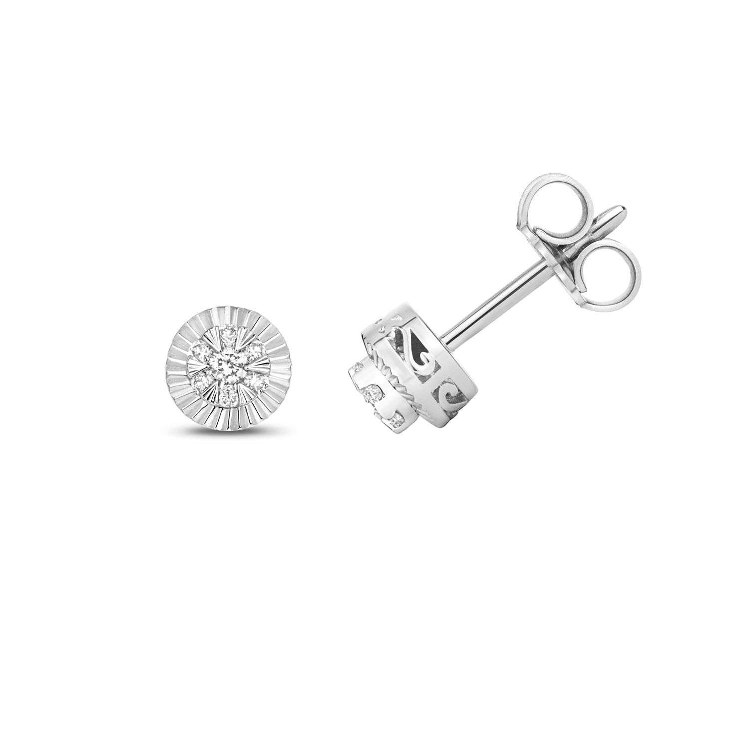 DIAMOND BEZEL SET STUDS IN 9CT WHITE GOLD