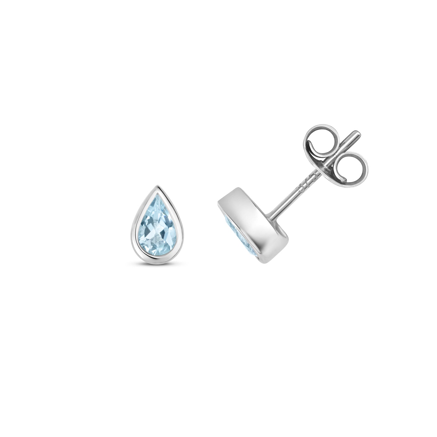 AQUAMARINE EARRING STUDS IN 9CT WHITE GOLD