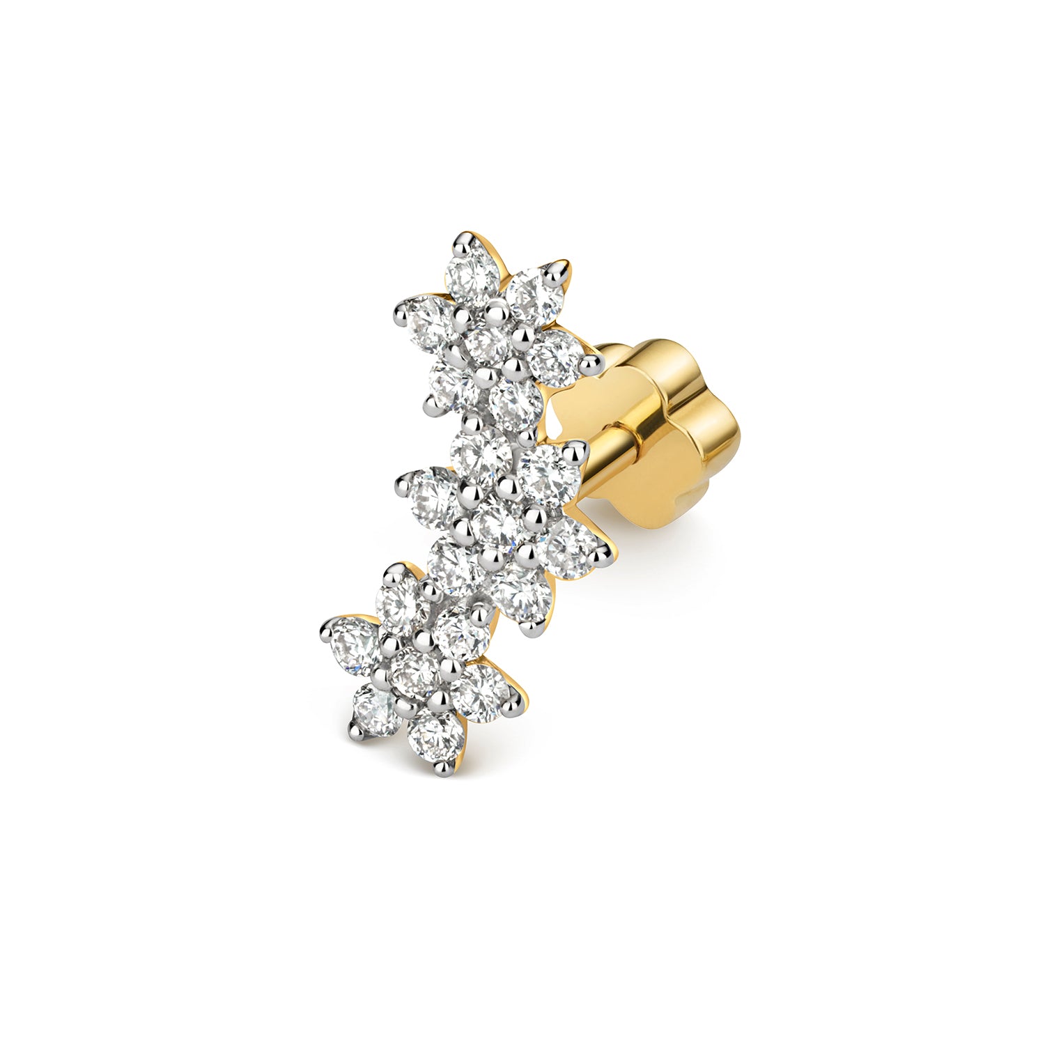 DIAMOND CARTILAGE FLOWER TRIO STUD IN 9CT GOLD