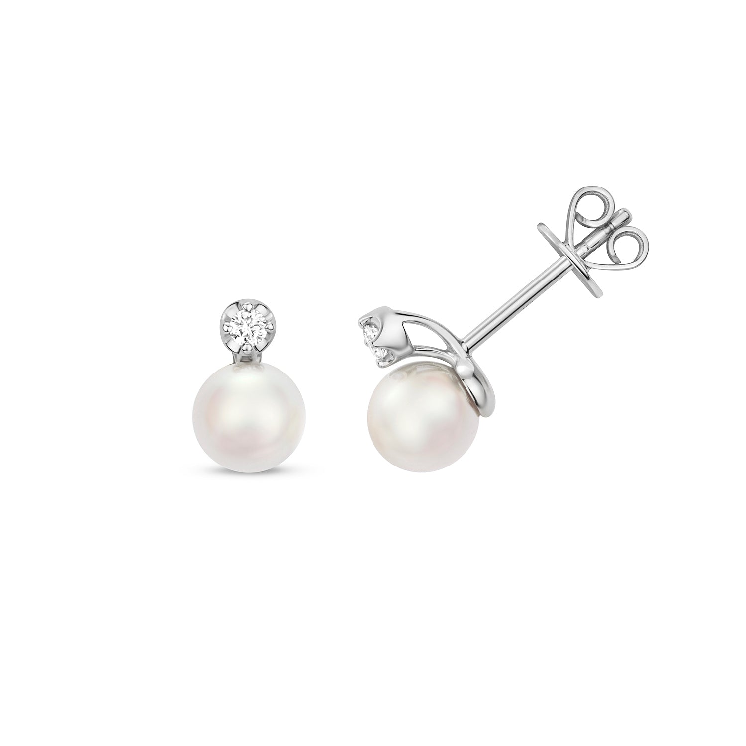 DIAMOND & AKOYA PEARL EARRINGS IN 18CT WHITE GOLD