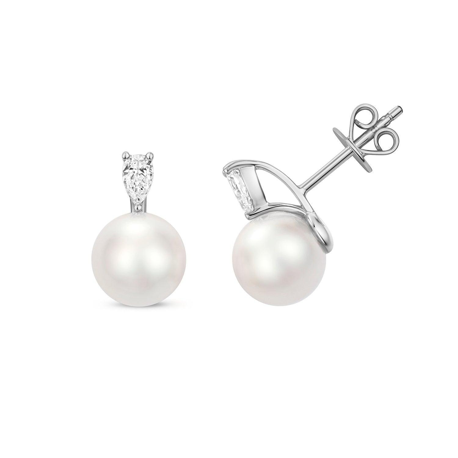 DIAMOND & AKOYA PEARL EARRINGS IN 18CT WHITE GOLD