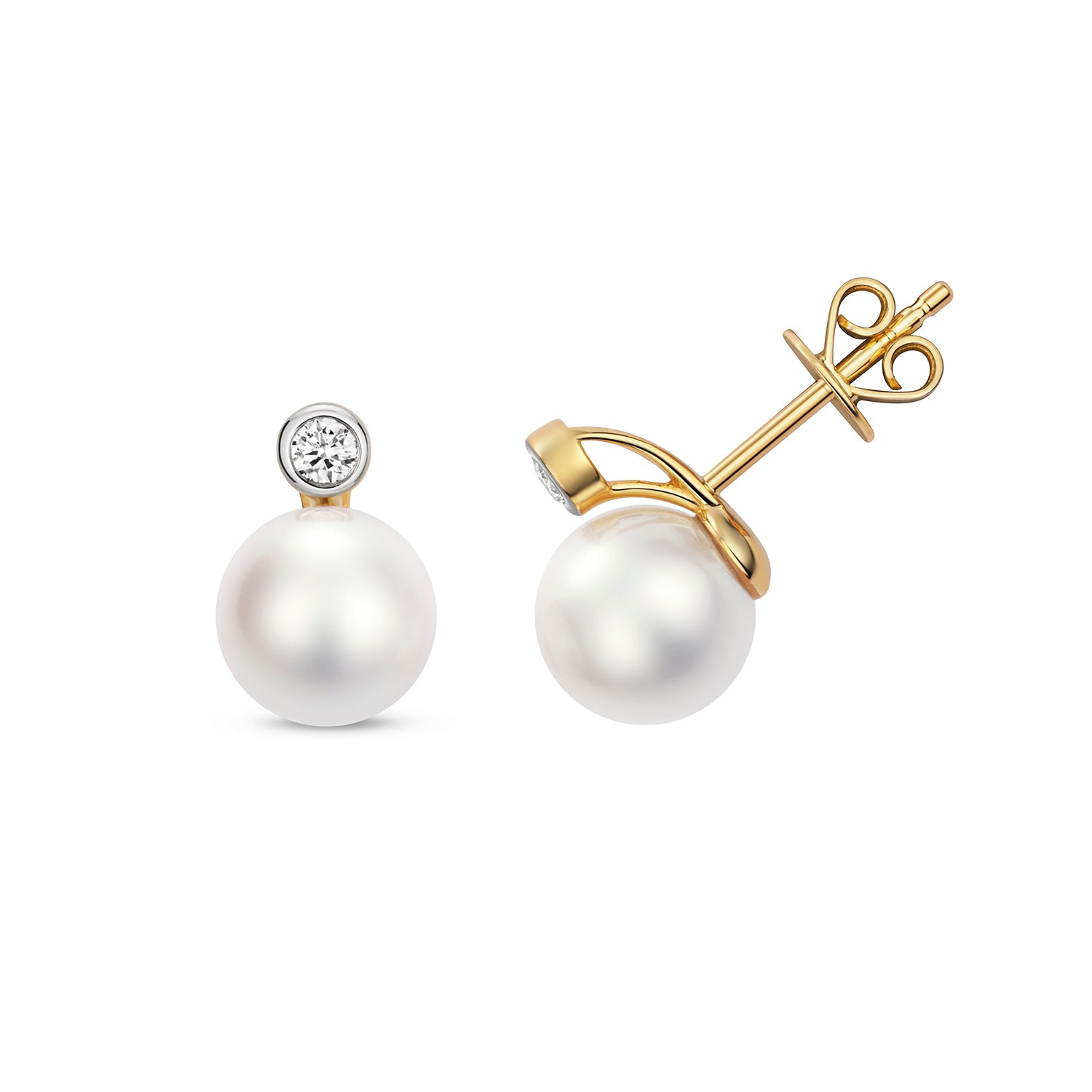DIAMOND & AKOYA PEARL EARRINGS IN 18CT GOLD