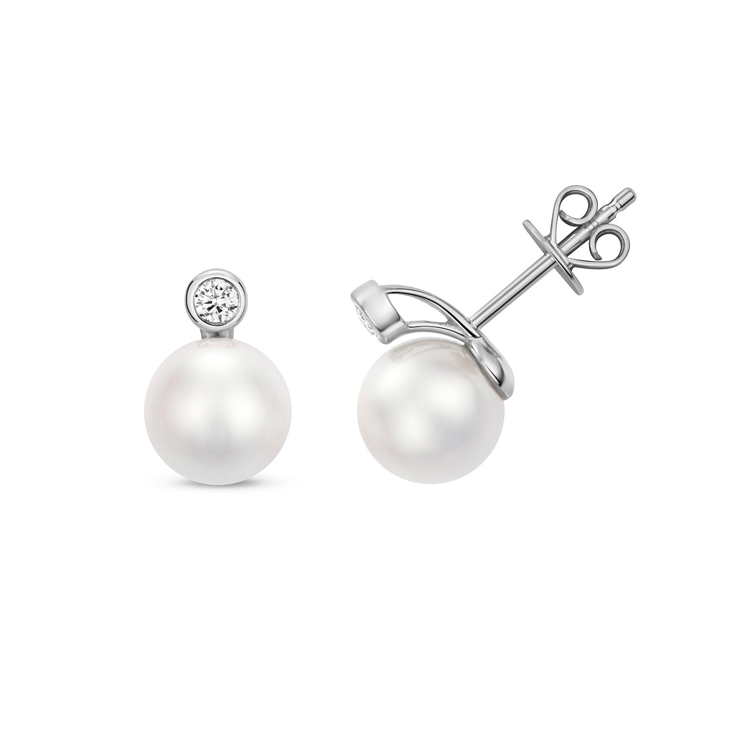 DIAMOND & AKOYA PEARL EARRINGS IN 18CT WHITE GOLD