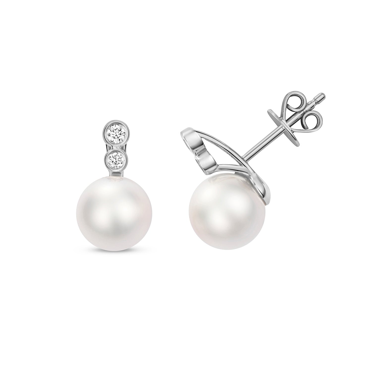 DIAMOND & AKOYA PEARL EARRINGS IN 18CT WHITE GOLD