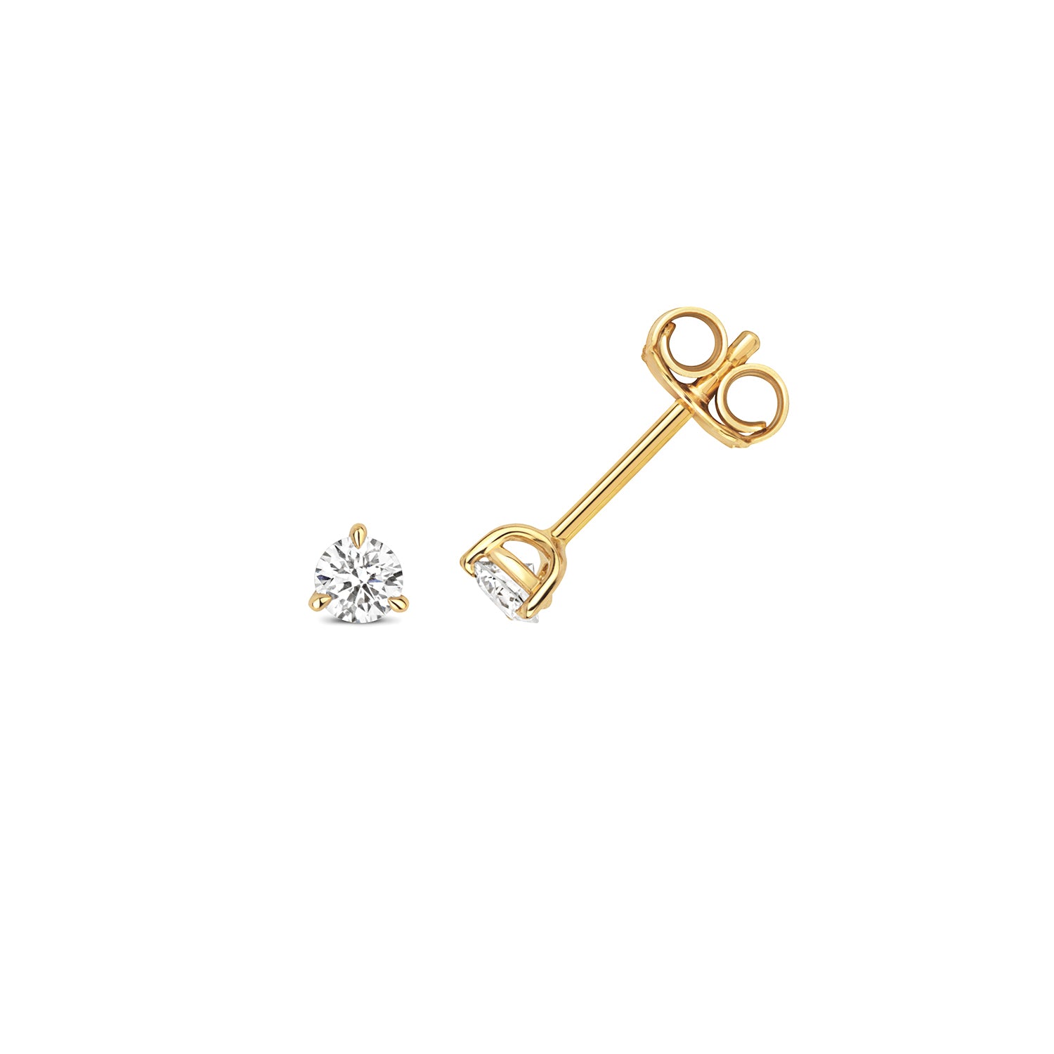 DIAMOND 3 CLAW EARRING STUDS IN 18CT GOLD