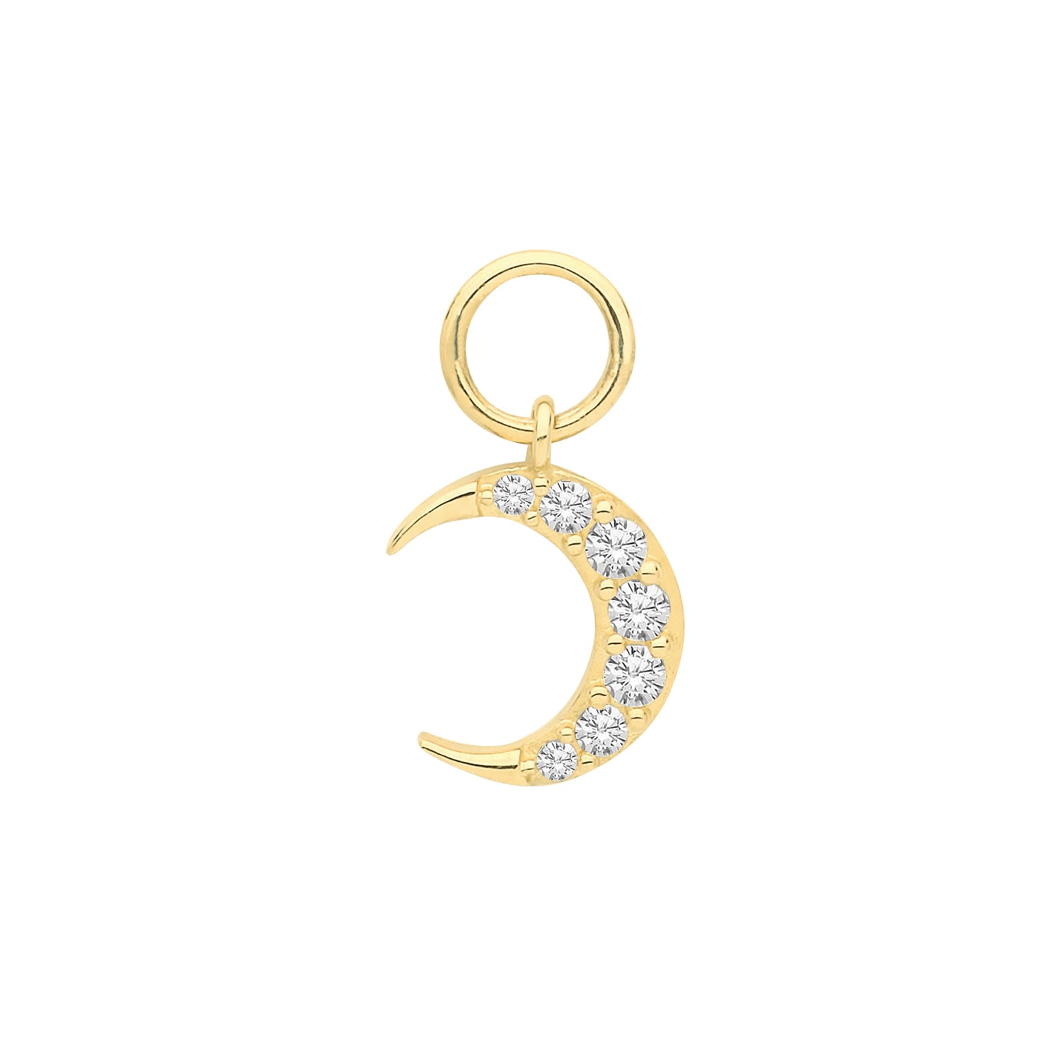 9CT GOLD CZ MOON EARRING CHARM