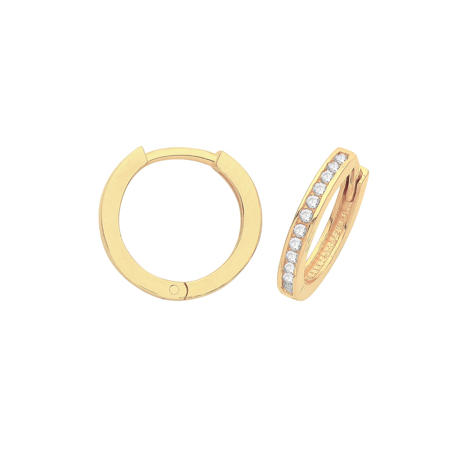 9CT YEL GOLD HINGED CZ SET EARRINGS