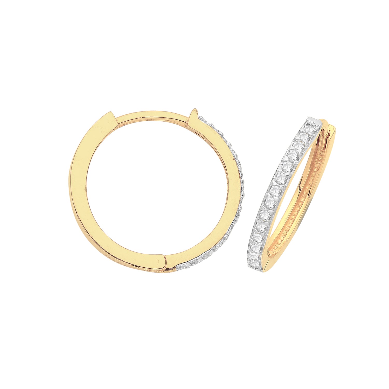 9CT YEL GOLD HINGED CZ SET EARRINGS