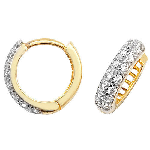 9CT YEL GOLD HINGED CZ EARRINGS