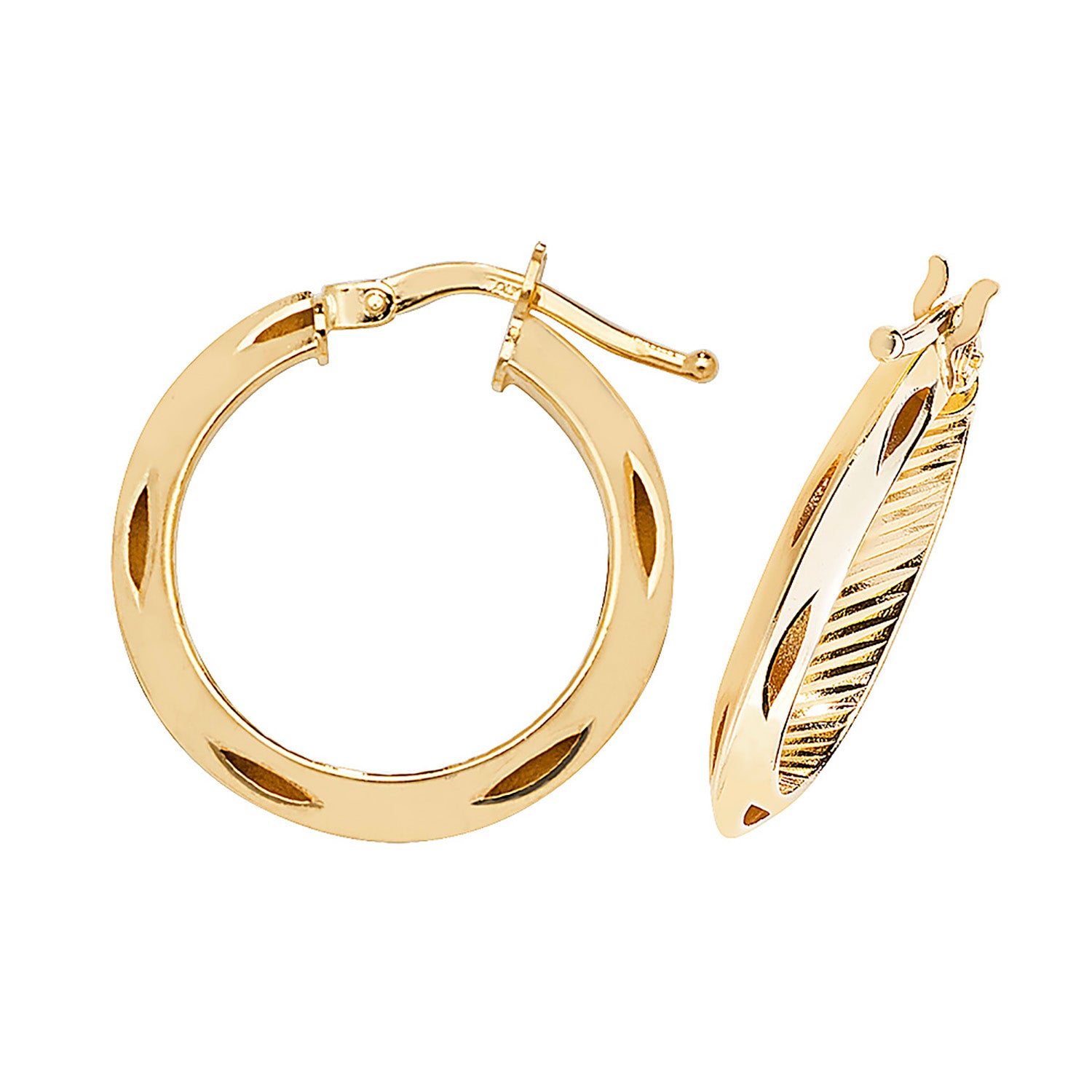 9CT YEL GOLD 15MM DC HOOP EARRINGS