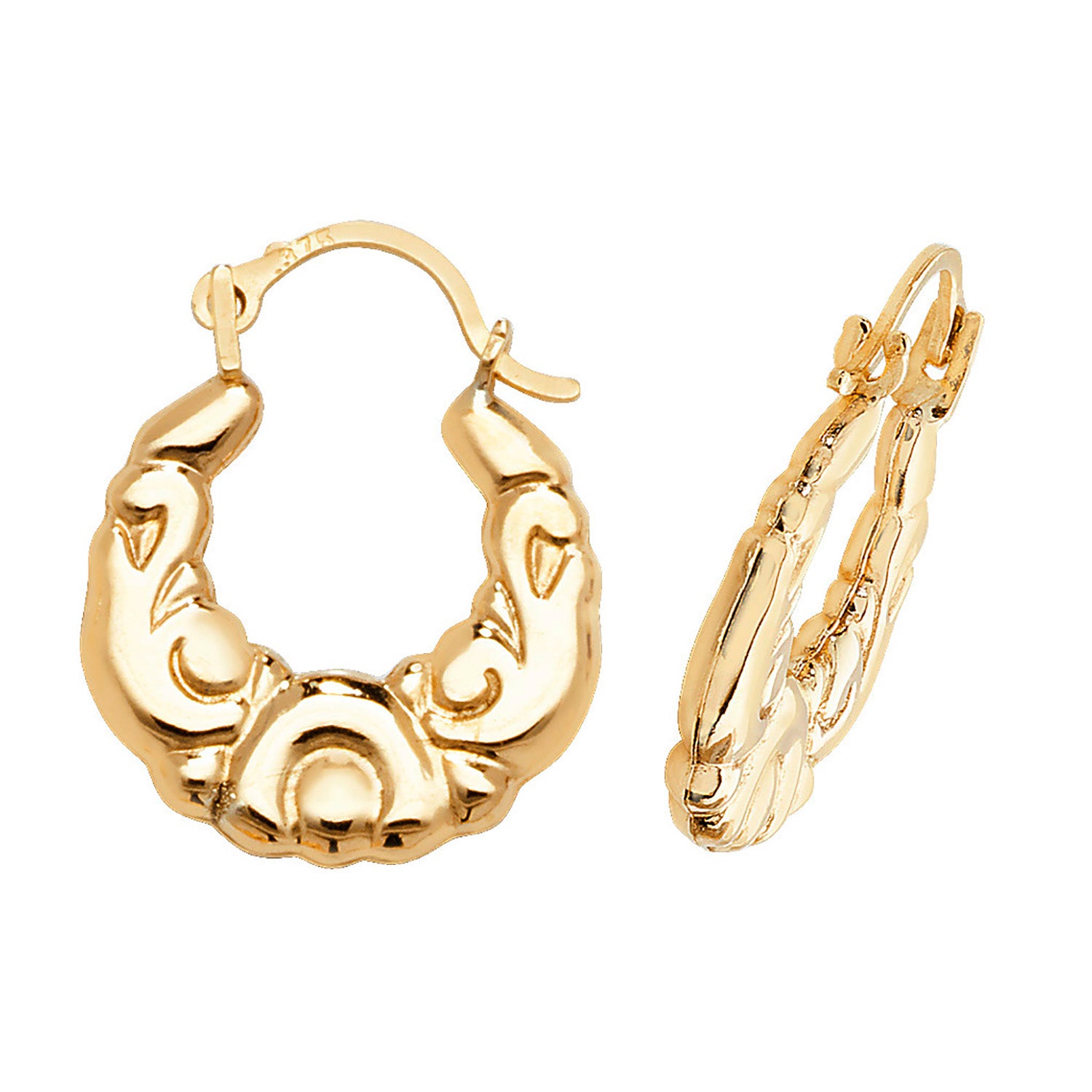 9CT YEL GOLD BABIES' CREOLE EARRINGS