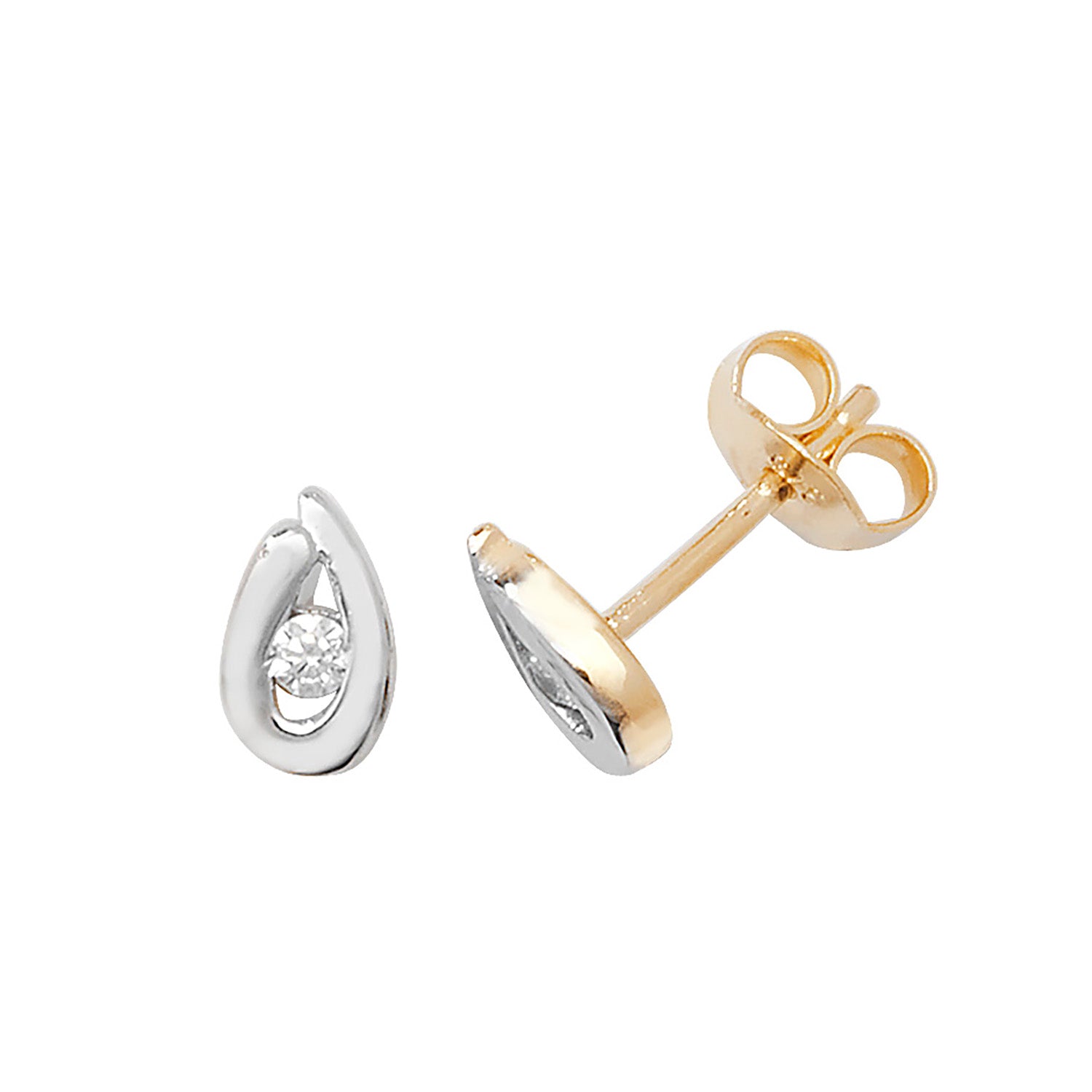 9CT YEL GOLD CZ TEARDROP STUD EARRINGS