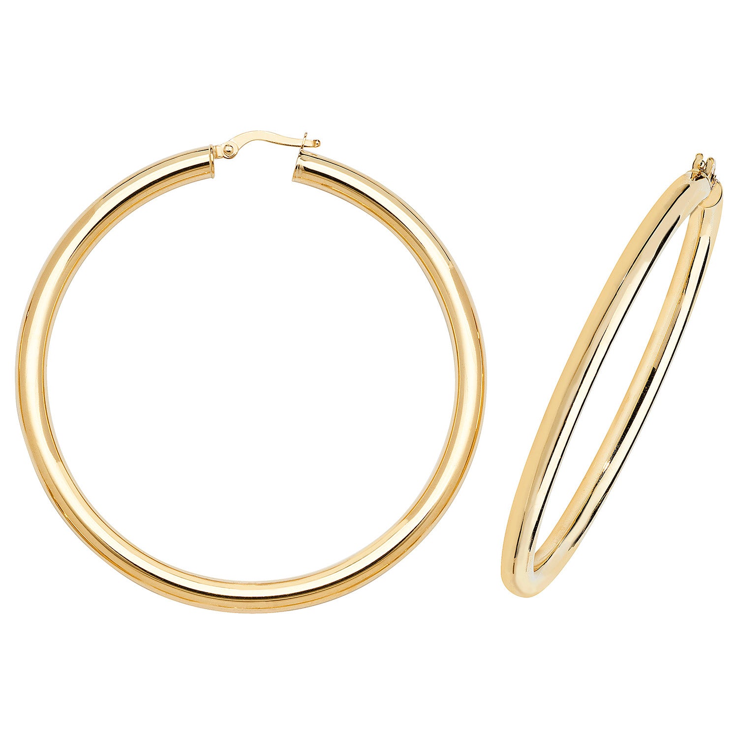 9CT YEL GOLD 50MM HOOP EARRINGS