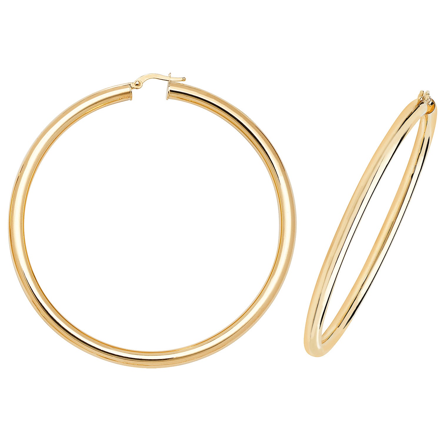9CT YEL GOLD 60MM HOOP EARRINGS