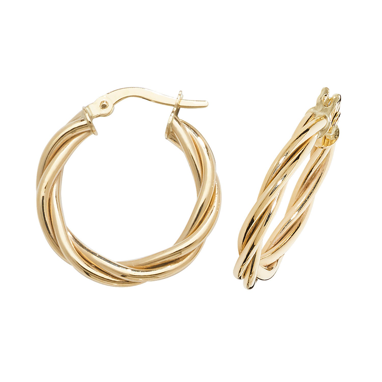 9CT YEL GOLD 15MM HOOP EARRINGS