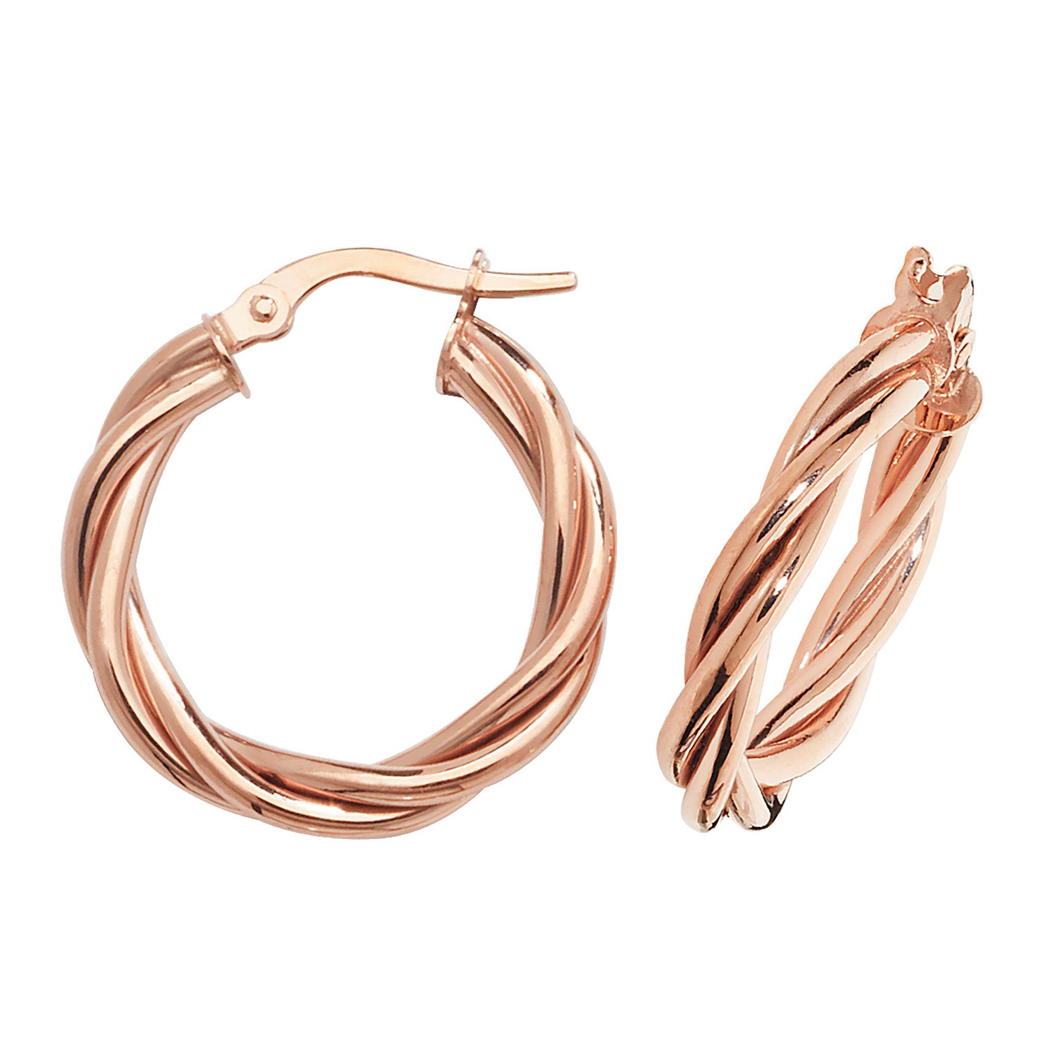 9CT ROSE GOLD 15MM HOOP EARRINGS