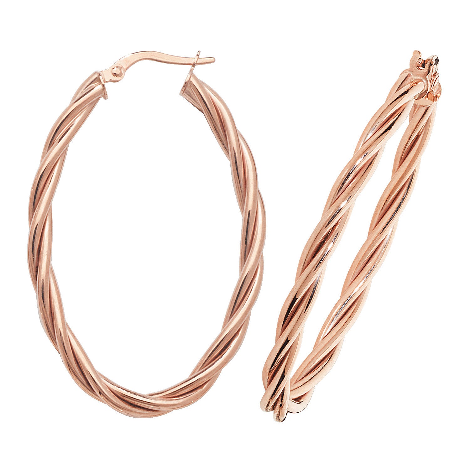 9CT ROSE GOLD OVL HOOP EARRINGS