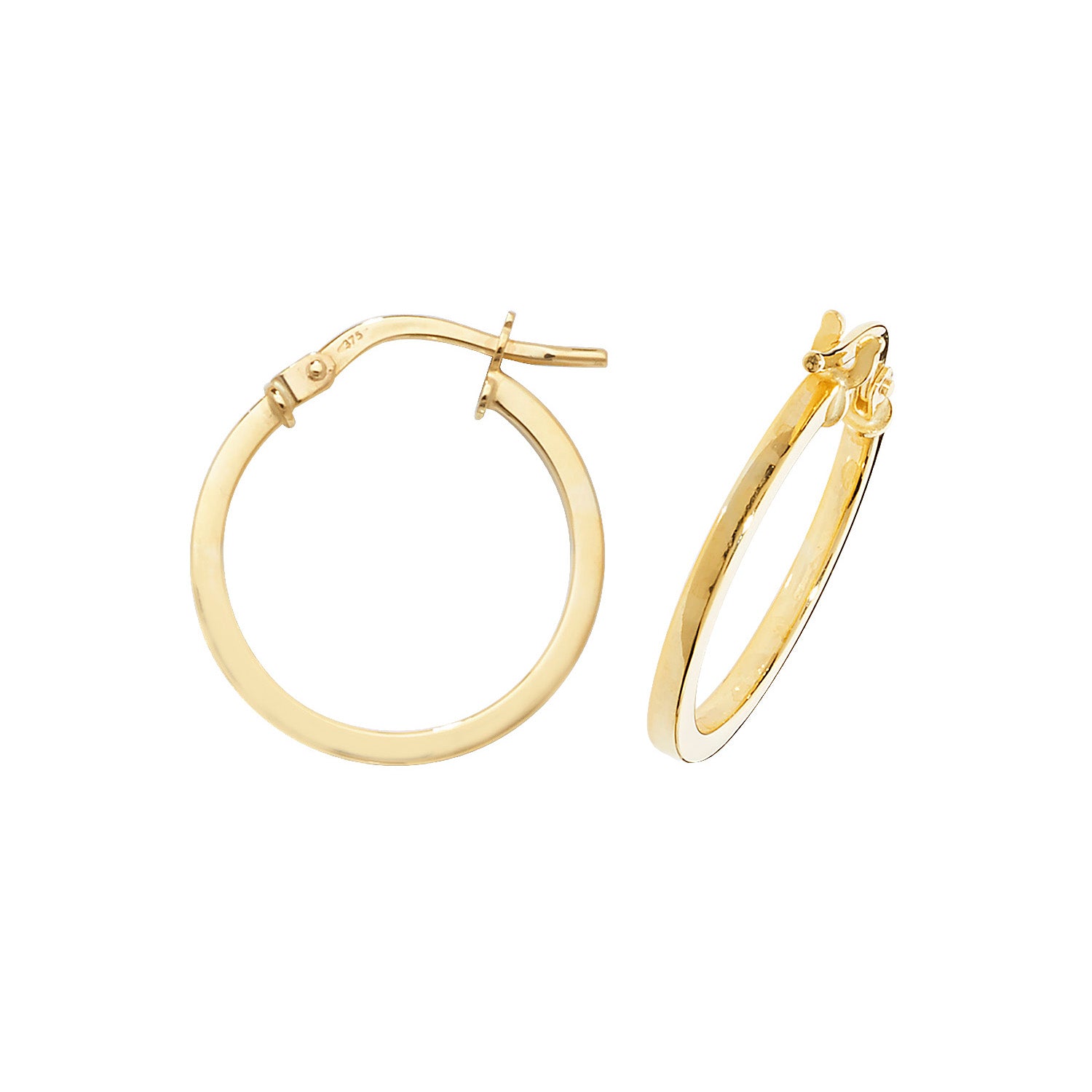 9CT YEL GOLD 15MM HOOP EARRINGS