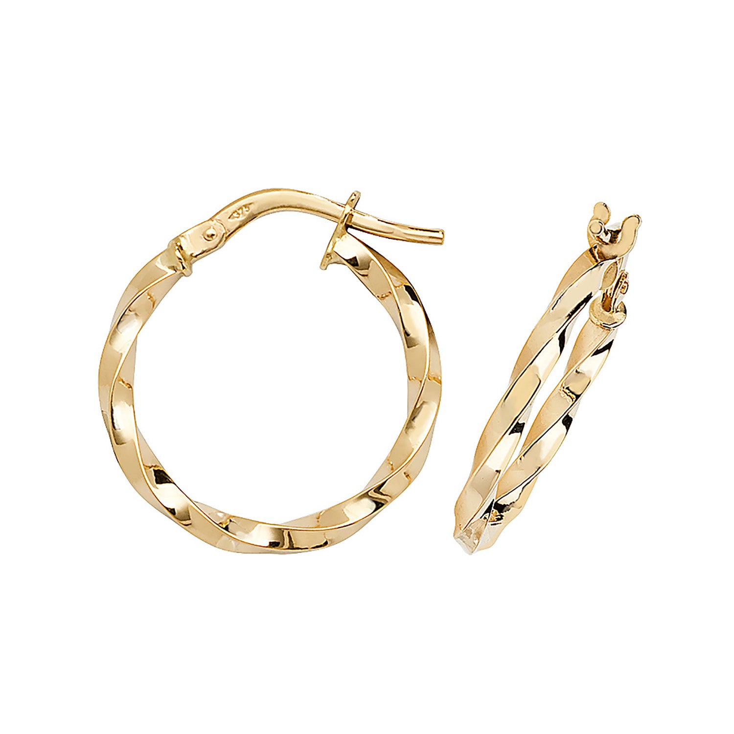 9CT YEL GOLD 15MM HOOP EARRINGS