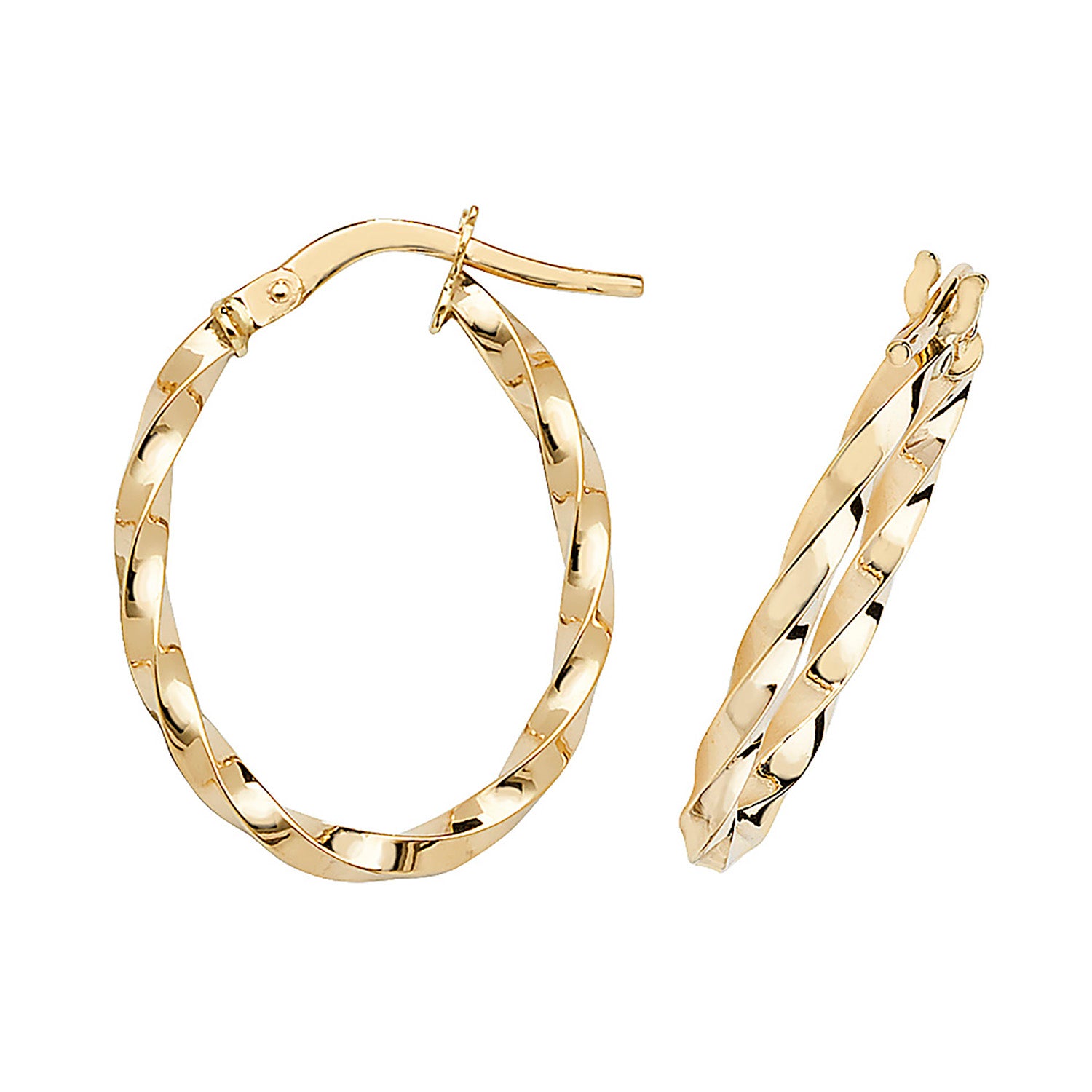 9CT YEL GOLD OVL HOOP EARRINGS