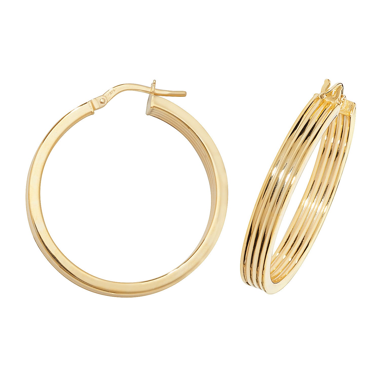 9CT YEL GOLD 25MM HOOP EARRINGS