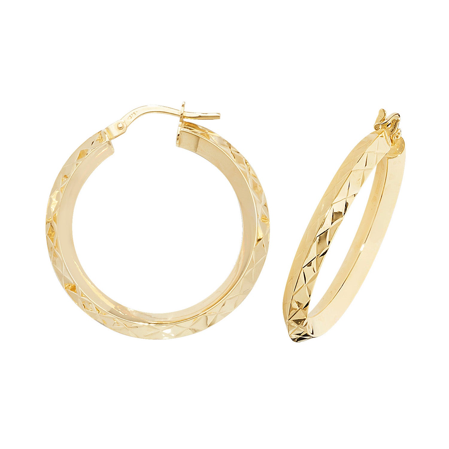 9CT YEL GOLD 20MM HOOP EARRINGS