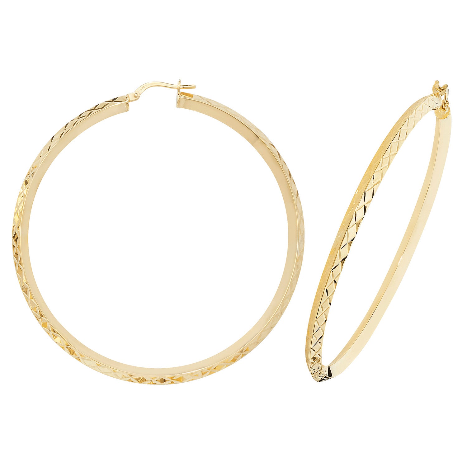 9CT YEL GOLD 50MM HOOP EARRINGS