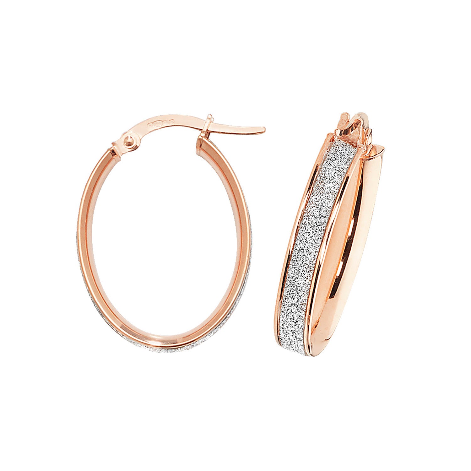 9CT ROSE GOLD OVAL HOOP EARRINGS