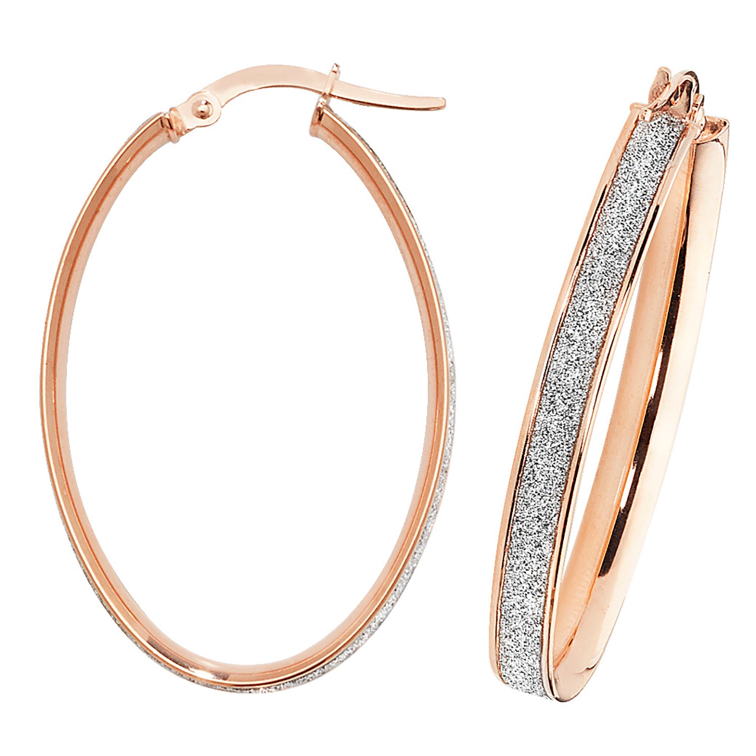 9CT ROSE GOLD OVAL HOOP EARRINGS