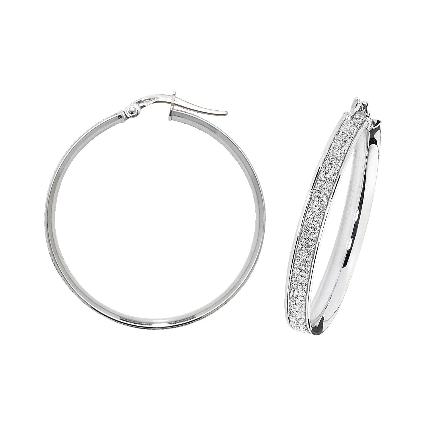 9CT WHT GOLD 30MM HOOP EARRINGS