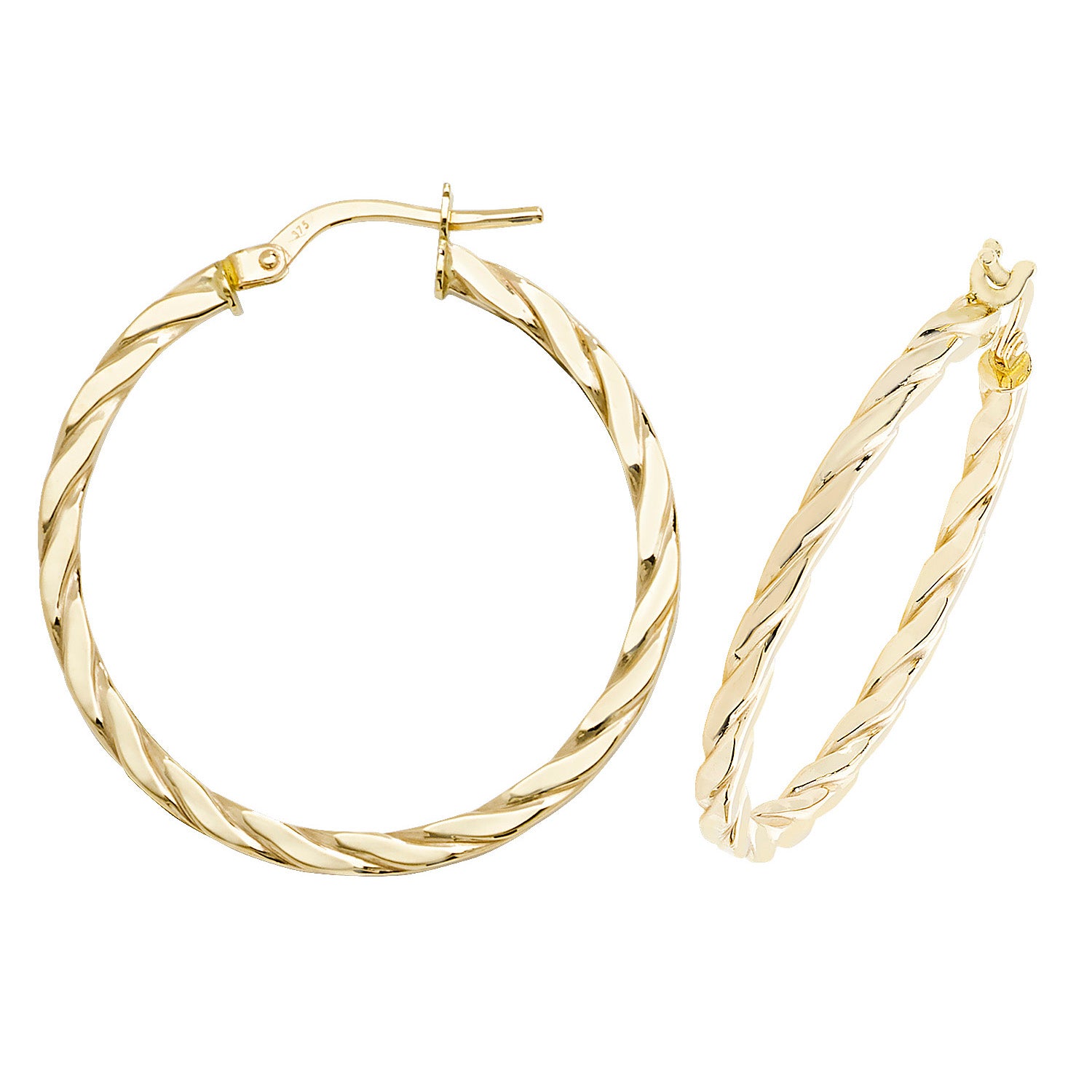 9CT YEL GOLD 25MM HOOP EARRINGS