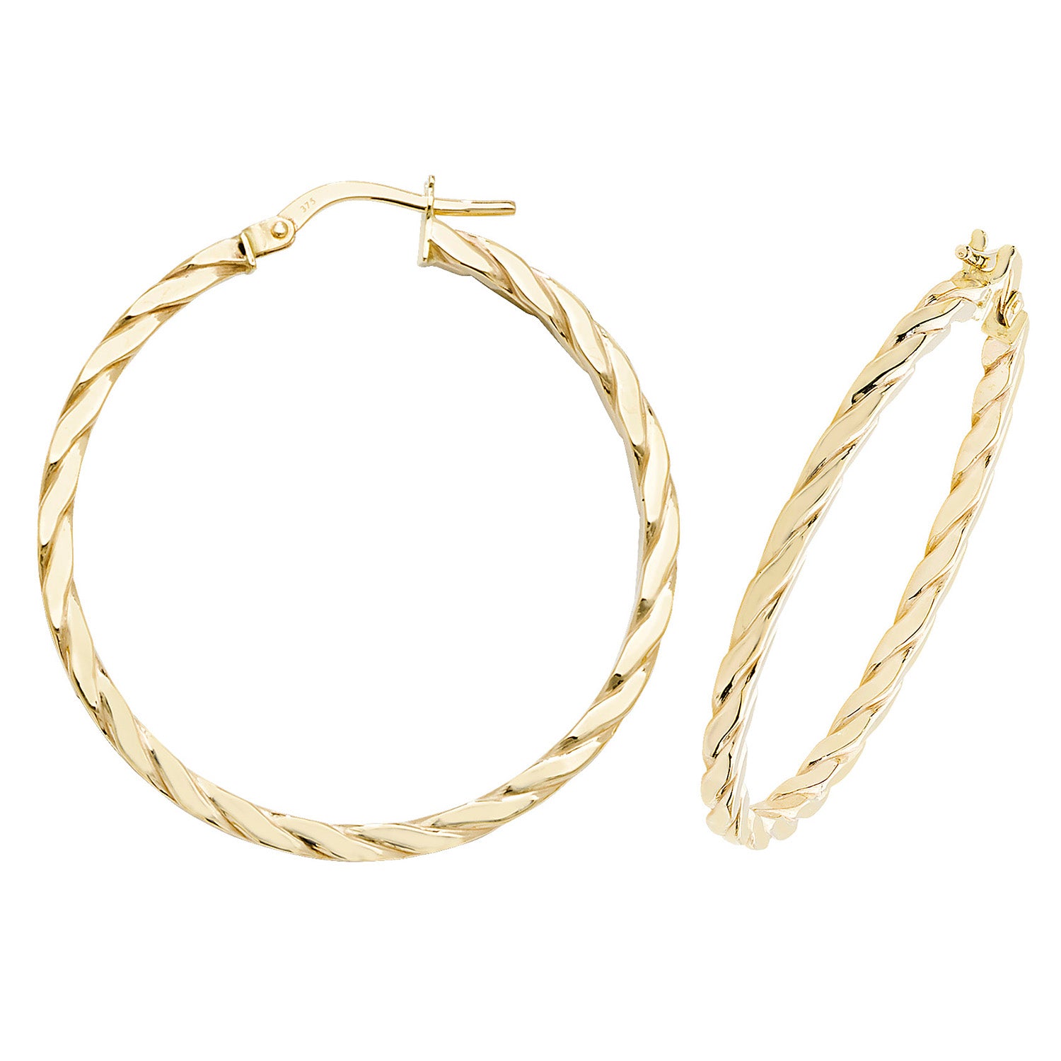 9CT YEL GOLD 30MM HOOP EARRINGS