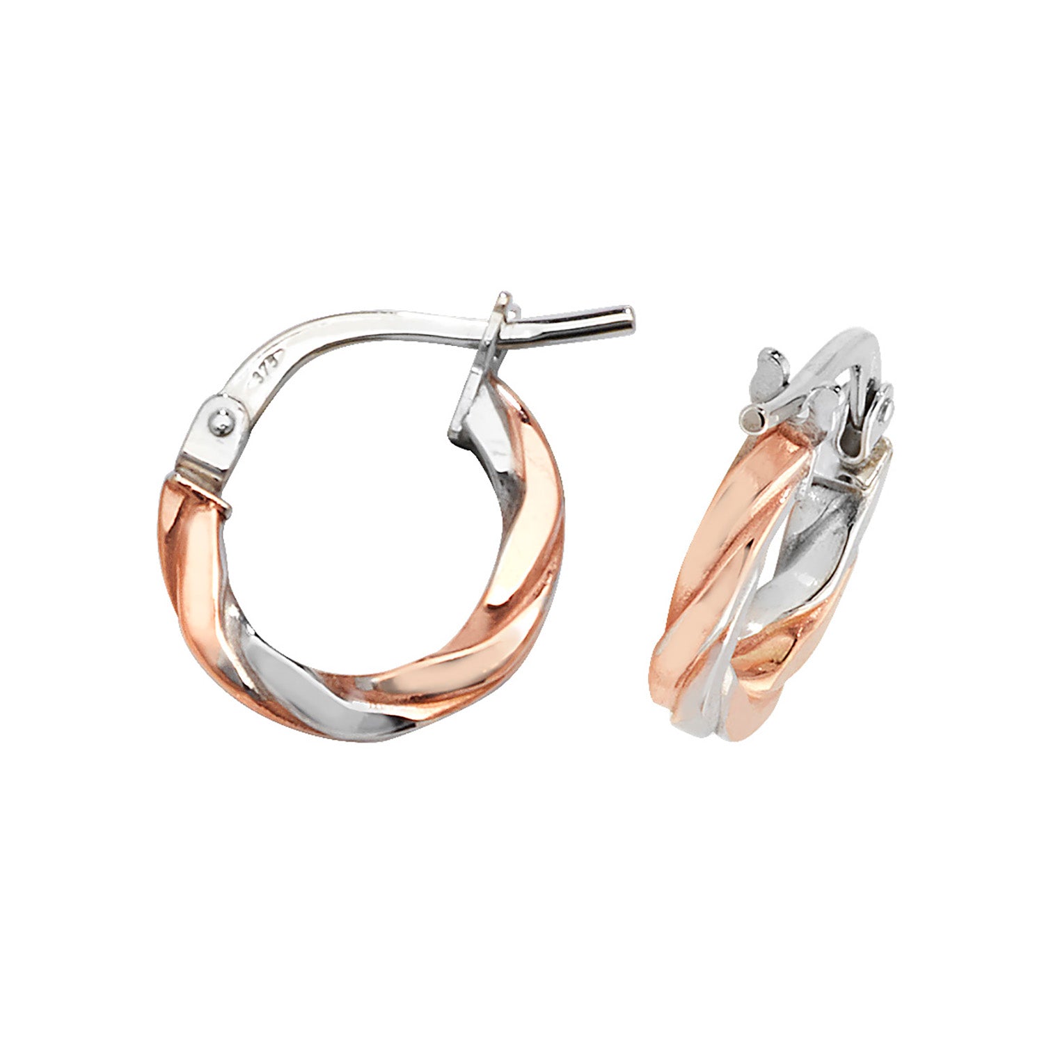 9CT ROSE/WHT GOLD 08MM HOOP EARRINGS