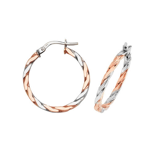 9CT ROSE/WHT GOLD 20MM HOOP EARRINGS
