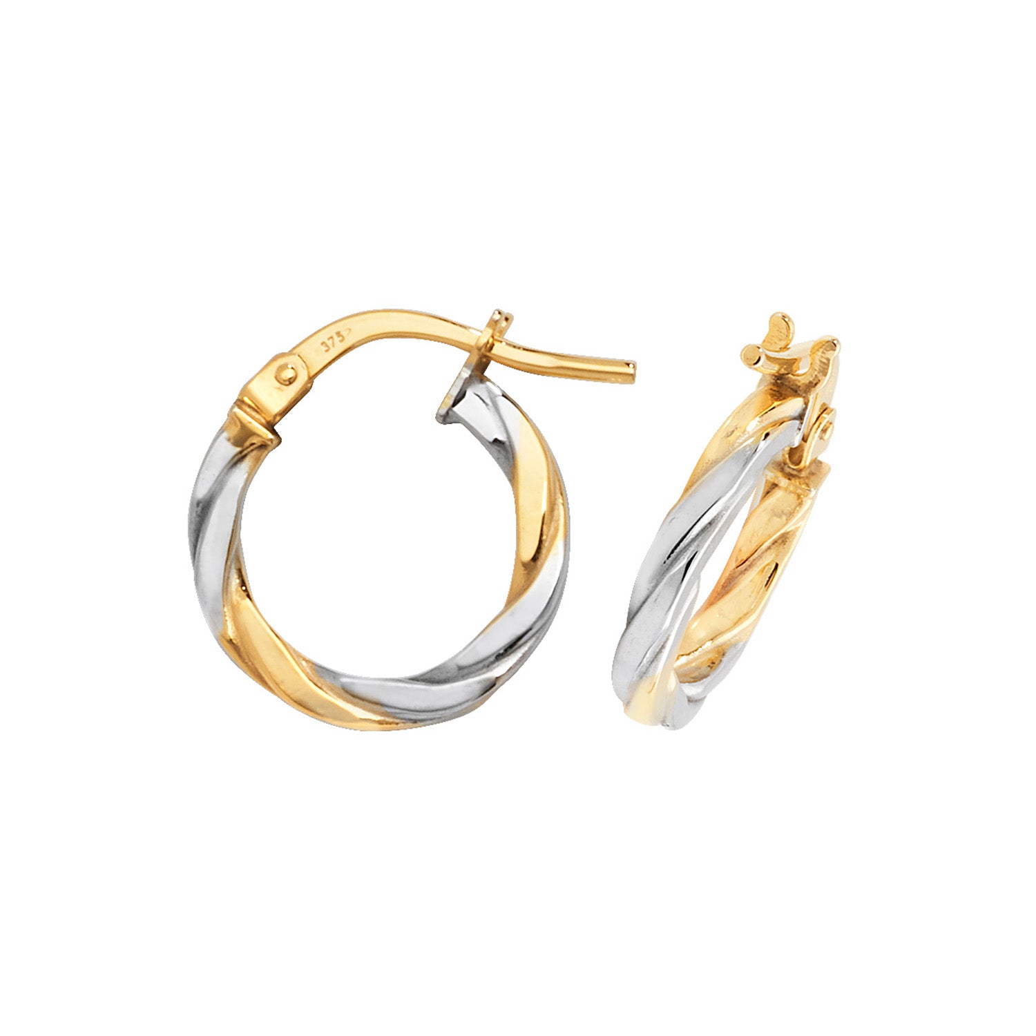 9CT YEL/WHT GOLD 10MM HOOP EARRINGS