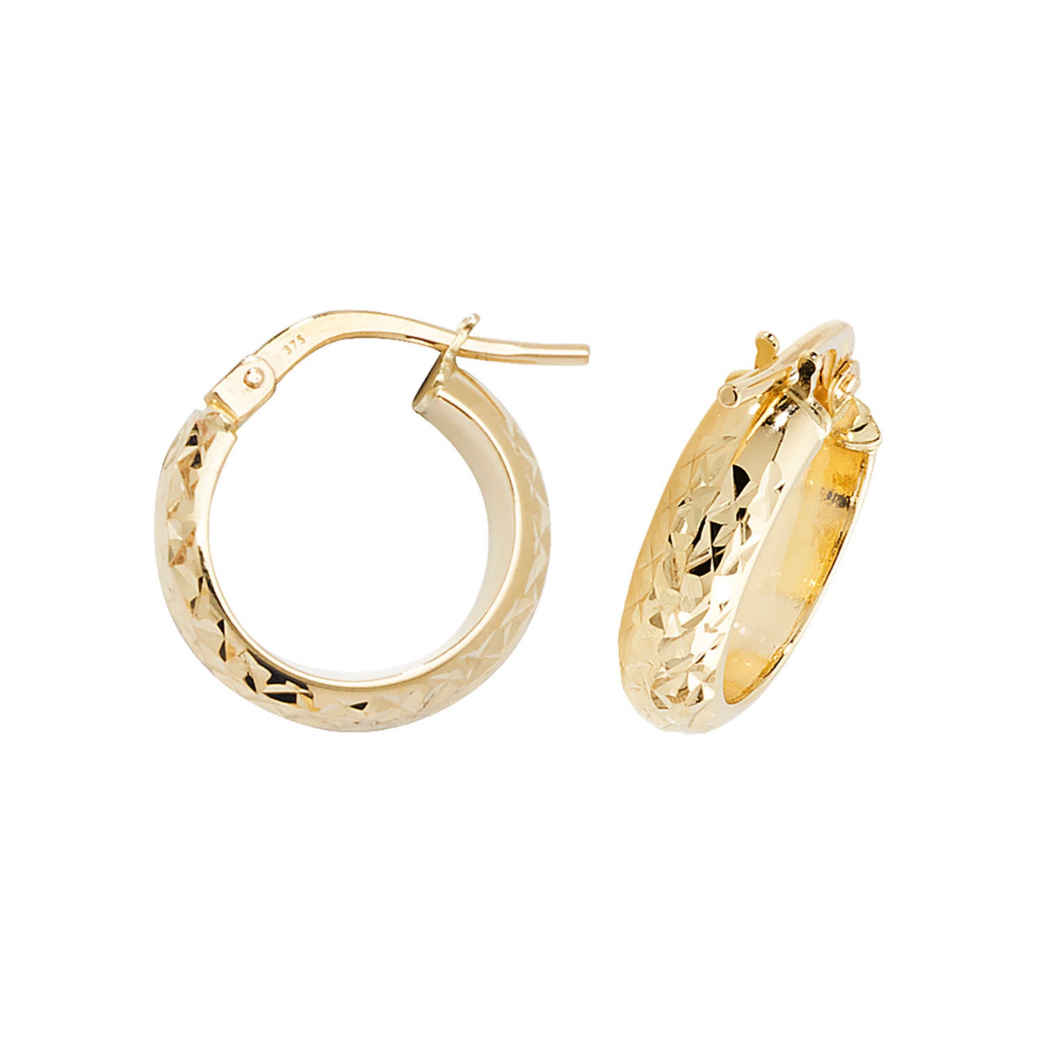 9CT YEL GOLD 10MM DC HOOP EARRINGS