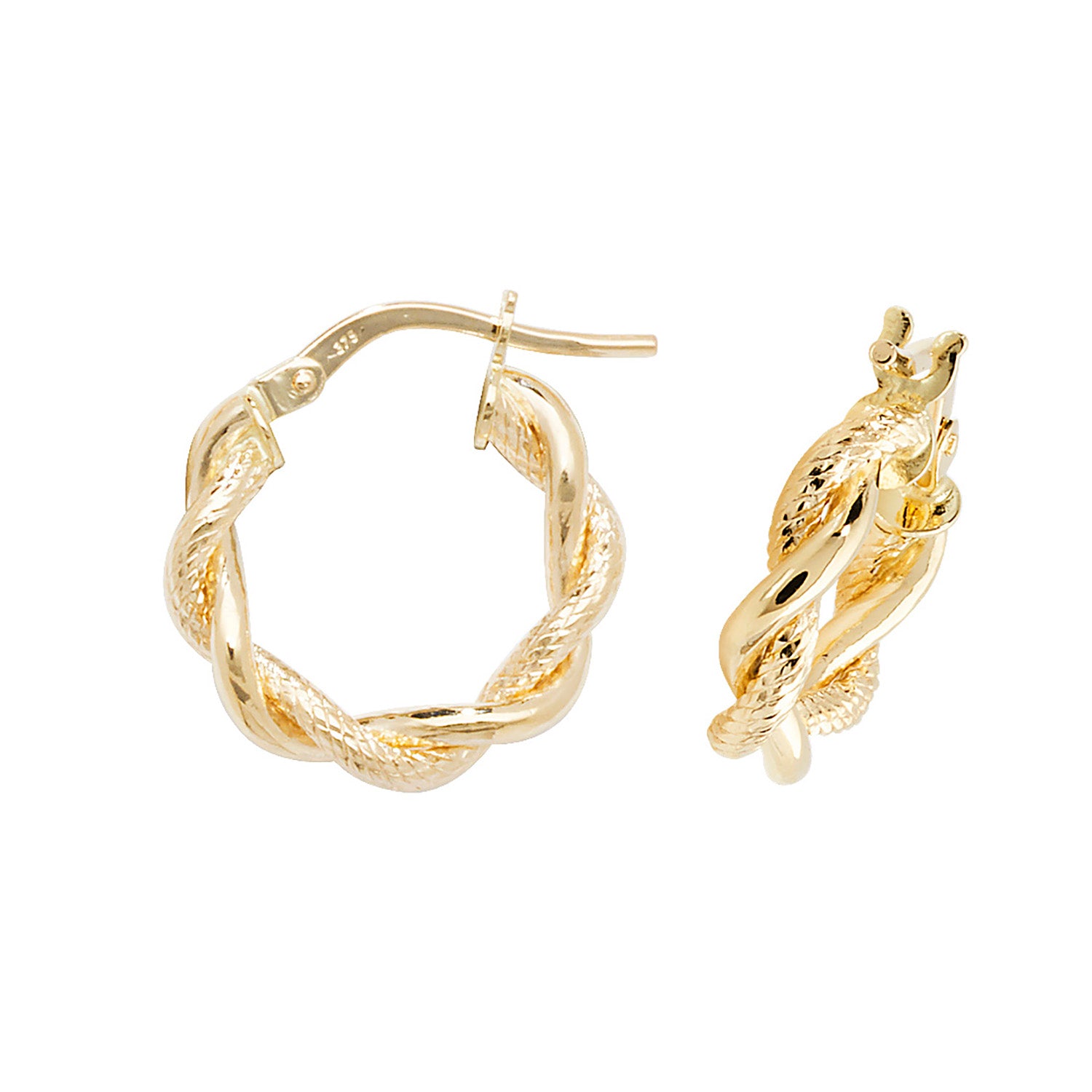9CT YEL GOLD 10MM DC HOOP EARRINGS