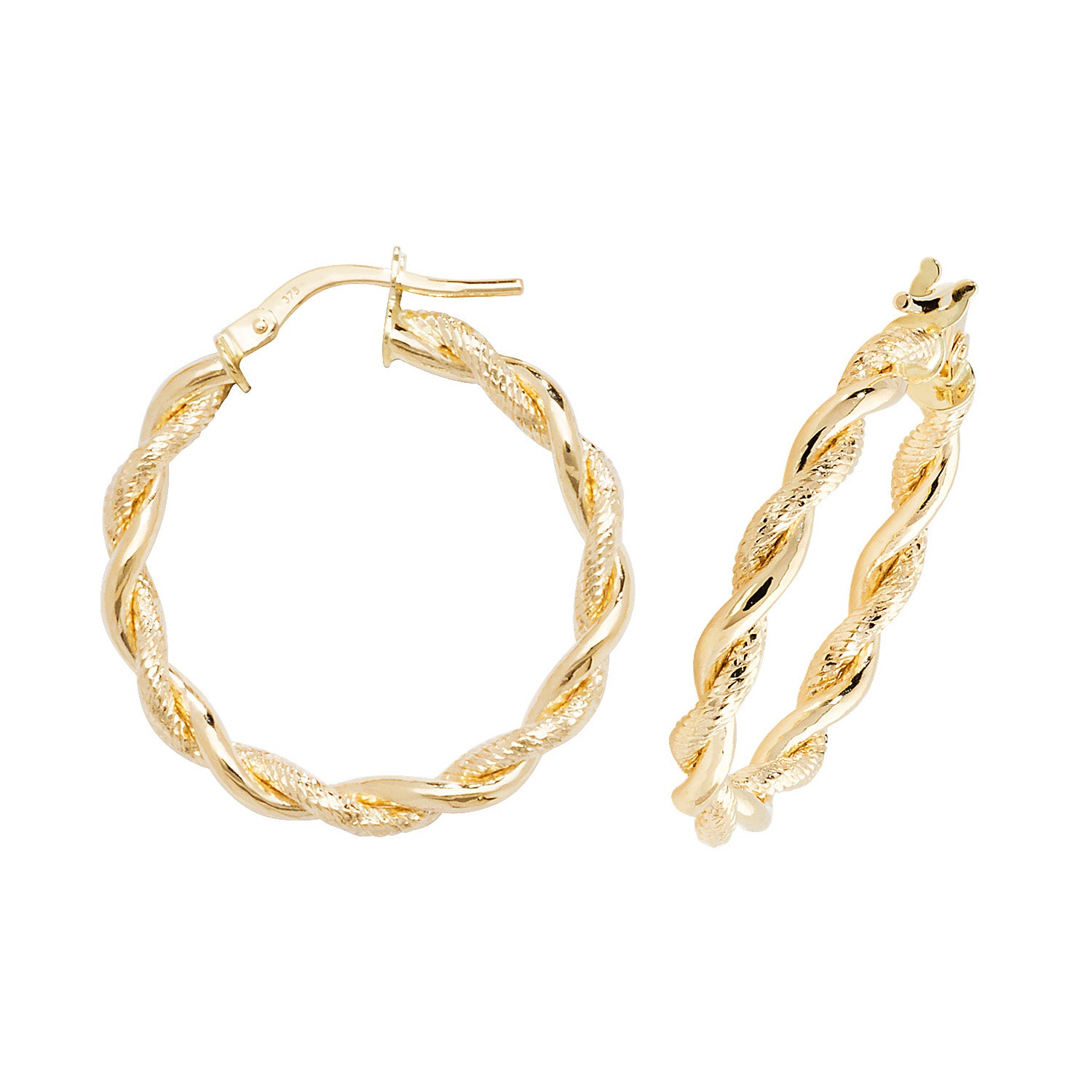 9CT YEL GOLD 20MM DC HOOP EARRINGS