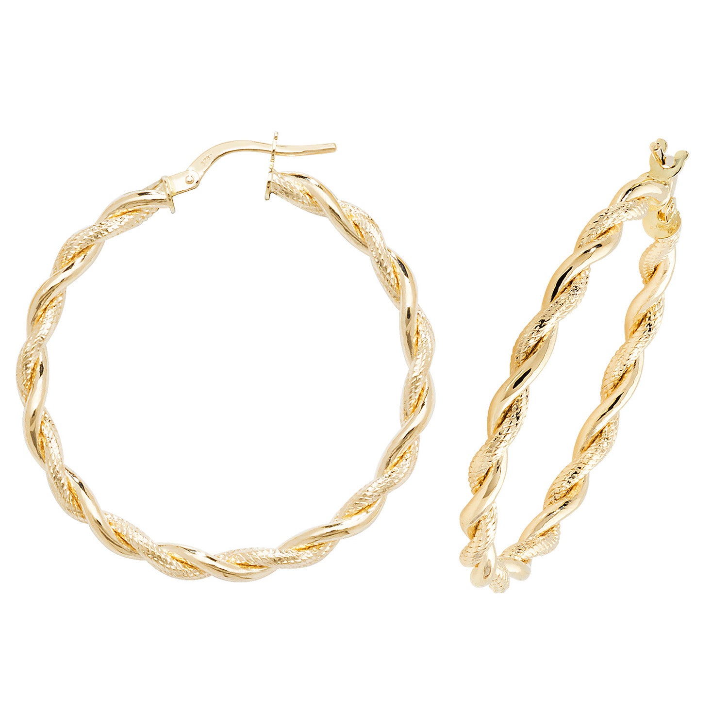 9CT YEL GOLD 30MM DC HOOP EARRINGS