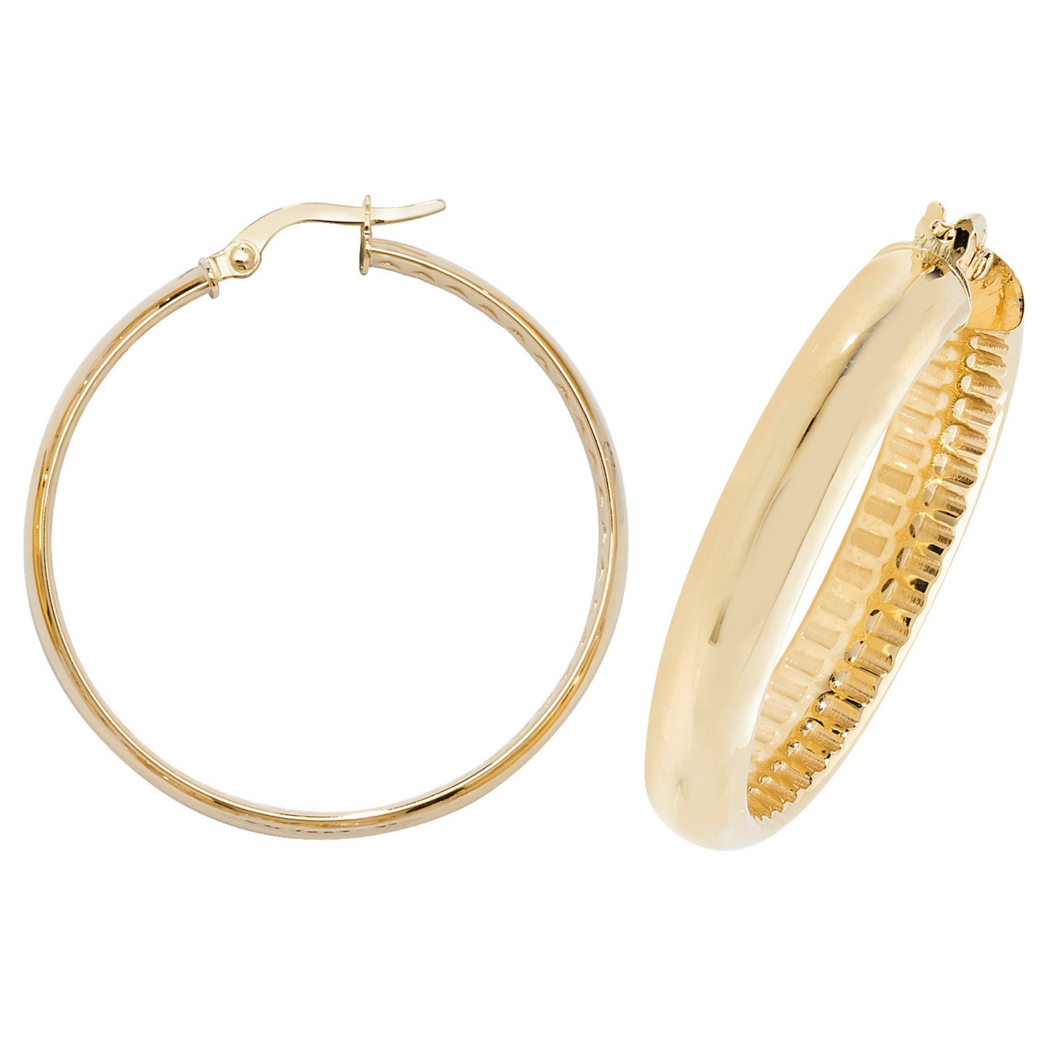 9CT YEL GOLD 30MM HOOP EARRINGS